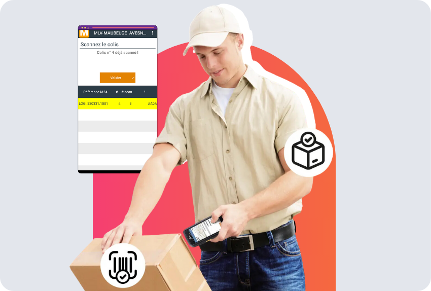 Stopack mobile (11) Livreur qui scanne un colis avec un scanner et logiciel de livraison pour société de transport