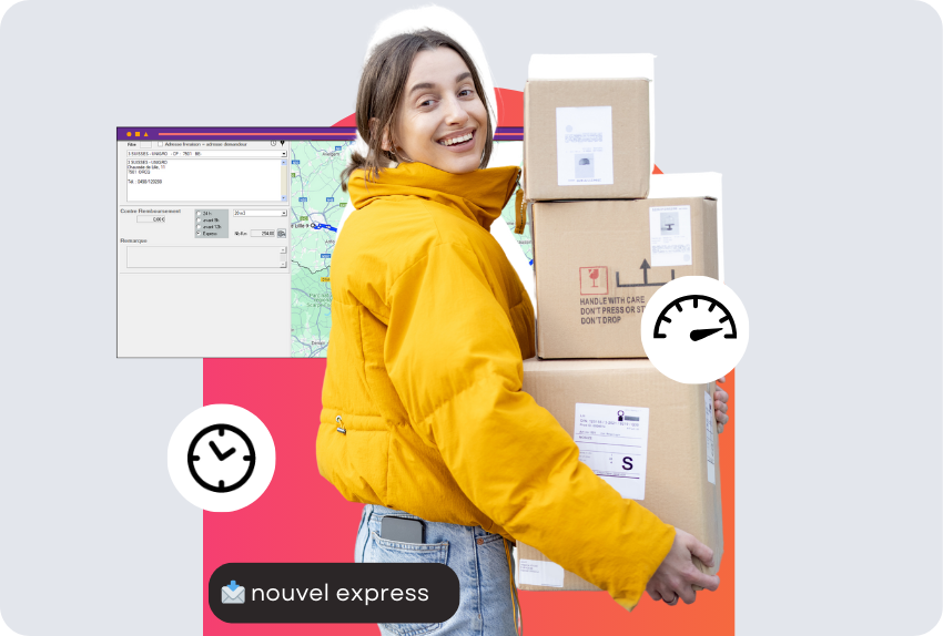 Stopack mobile (13) Transporteur, livreuse ravie et confiante grâce au logiciel de transport de colis
