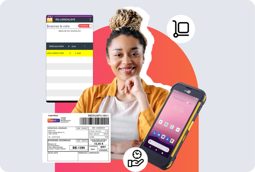 Stopack mobile (9) Femme et scanner tout-en-un. Visuels du logiciel de livraison pour société de transport
